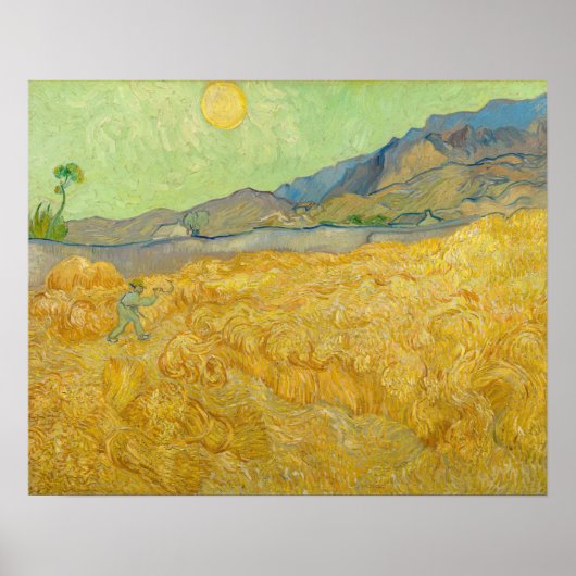 Vincent van Gogh - Tarweveld met maaier Poster (Voorkant)