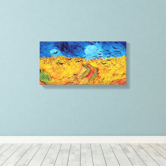 Vincent Van Gogh - Tarweveld met zwarte koeien Canvas Afdruk (Insitu (Houten vloer))