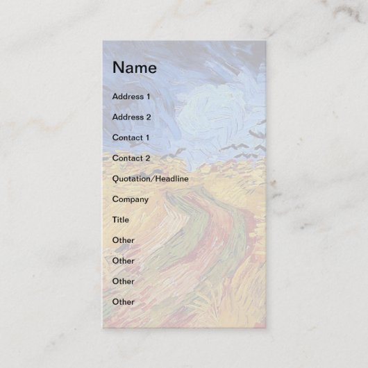 Vincent Van Gogh - Tarweveld met zwarte koeien Visitekaartje (Voorkant)