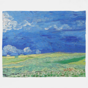Vincent van Gogh - Tarwevelden onder Onweerswolken Fleece Deken