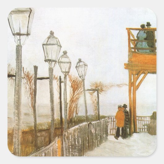 Vincent van Gogh - Terras en uitzichtplatform Vierkante Sticker (Voorkant)