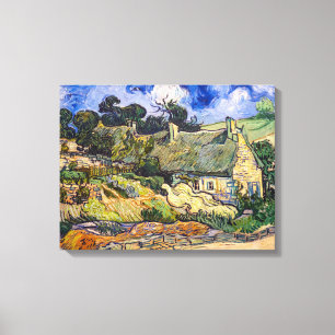 Vincent Van Gogh - Thatched Cottages in Cordeville Canvas Afdruk