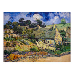 Vincent Van Gogh - Thatched Cottages in Cordeville Perfect Poster