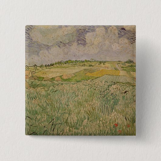 Vincent van Gogh | The Plain at Auvers, 1890 Vierkante Button 5,1 Cm (Voorkant)