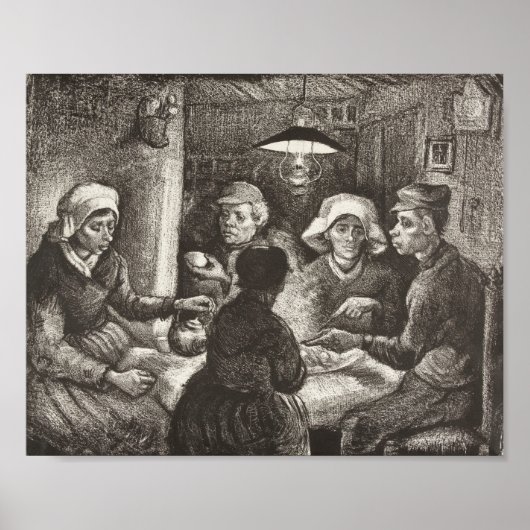 Vincent Van Gogh The Potato Eaters lithograaf Poster (Voorkant)