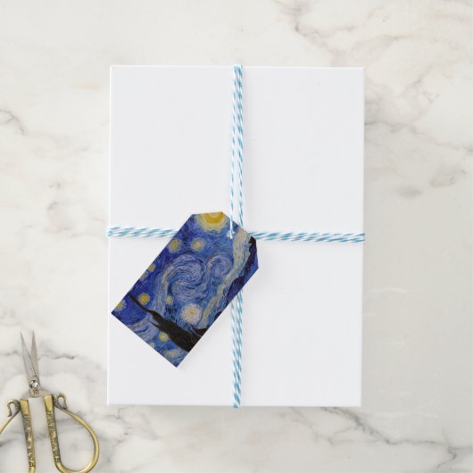 Vincent Van Gogh - The Starry night Cadeaulabel (Met Touw)