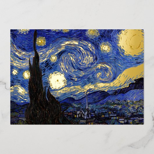 Vincent Van Gogh - The Starry night Folie Feestdagenkaart (Voorkant)