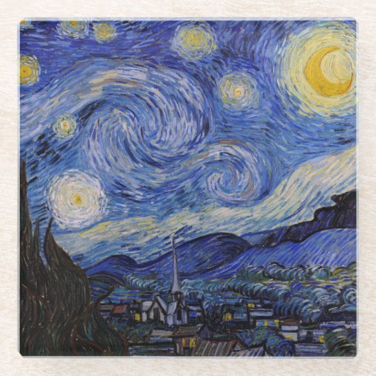 Vincent Van Gogh - The Starry night Glazen Onderzetter (Voorkant)