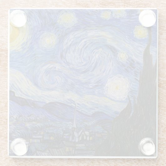 Vincent Van Gogh - The Starry night Glazen Onderzetter (Achterkant)