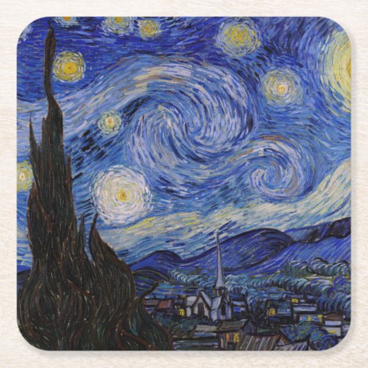 Vincent Van Gogh - The Starry night Kartonnen Onderzetters (Voorkant)