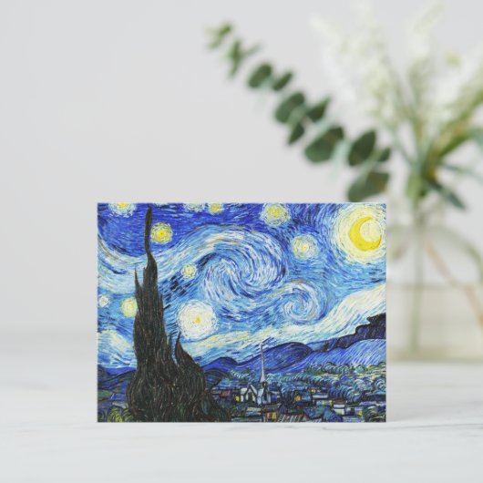 Vincent Van Gogh, The Starry Night painting Feestdagenkaart (Staand voorkant)