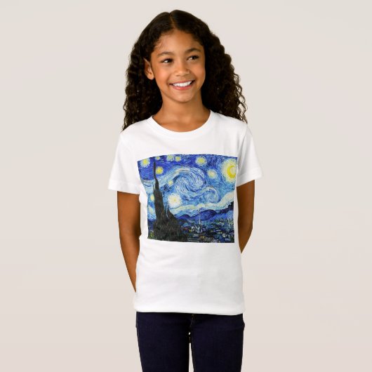 Vincent Van Gogh, The Starry Night painting T-shirt (Voorkant volledig)