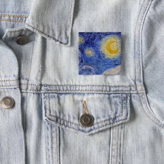 Vincent Van Gogh - The Starry night Vierkante Button 5,1 Cm (In situ)