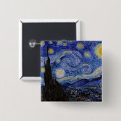 Vincent Van Gogh - The Starry night Vierkante Button 5,1 Cm (Voorkant /achterkant)