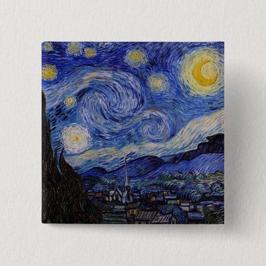 Vincent Van Gogh - The Starry night Vierkante Button 5,1 Cm (Voorkant)