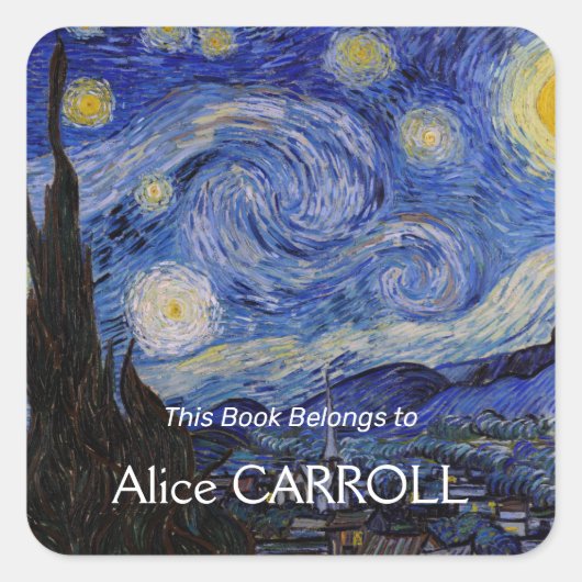 Vincent Van Gogh - The Starry night Vierkante Sticker (Voorkant)