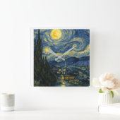Vincent van Gogh The Starry Night Wall Clock Vierkante Klok (Huis)