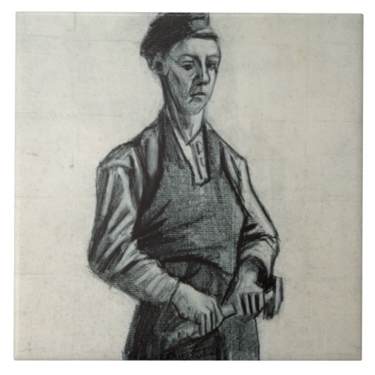 Vincent van Gogh | The Young Blacksmith, 1882 Tegeltje (Voorkant)