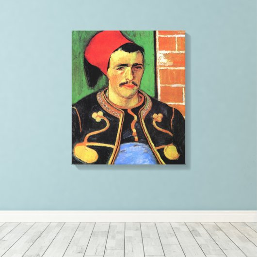 Vincent Van Gogh - The Zouave - Soldier Portrait Canvas Afdruk (Insitu (Houten vloer))