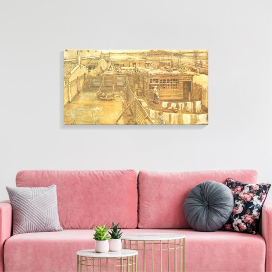 Vincent van Gogh - timmermanstuin en wasserij Canvas Afdruk (Insitu (Woonkamer))