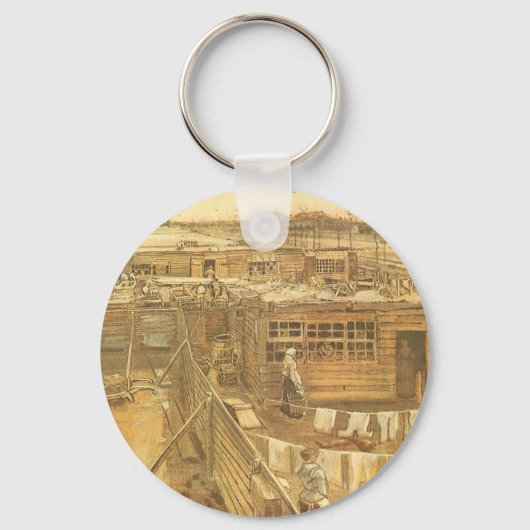 Vincent van Gogh - timmermanstuin en wasserij Sleutelhanger (Voorkant)