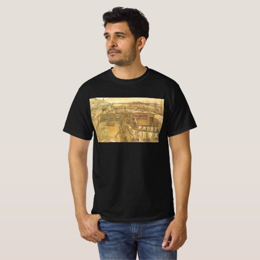 Vincent van Gogh - timmermanstuin en wasserij T-shirt (Voorkant volledig)