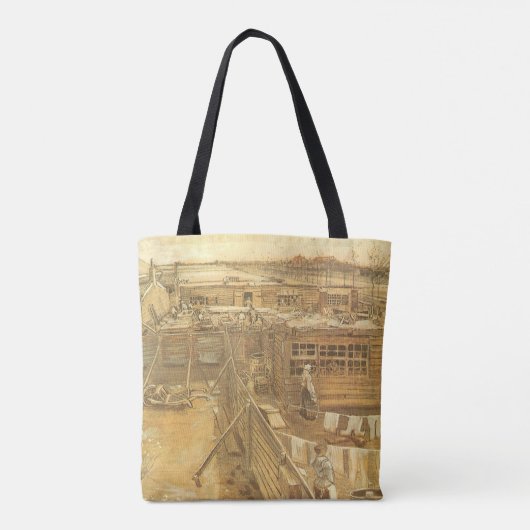 Vincent van Gogh - timmermanstuin en wasserij Tote Bag (Achterkant)