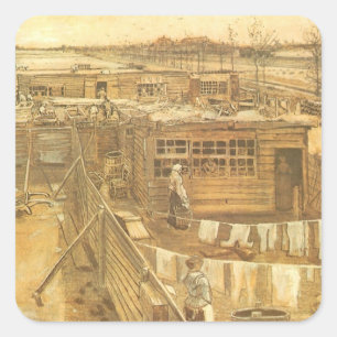 Vincent van Gogh - Timmerwerf en Was Vierkante Sticker