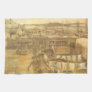 Vincent van Gogh - Timmerwerf en Wasgoed Theedoek