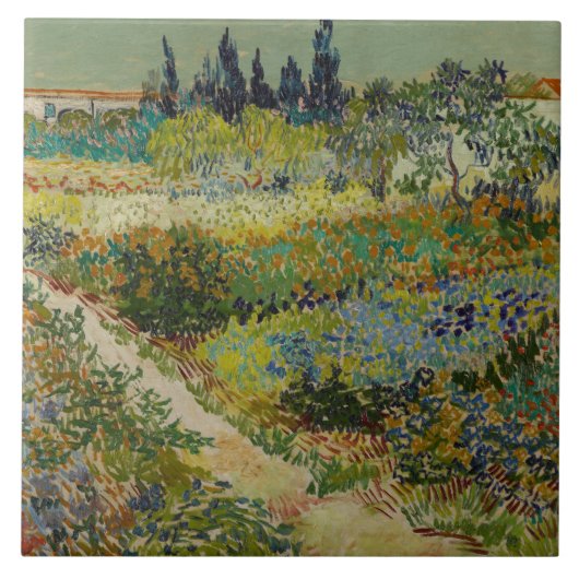 Vincent Van Gogh  tuin in Arles Tegeltje (Voorkant)