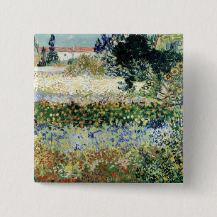 Vincent van Gogh Tuin in Bloom, Arles, 1888 Vierkante Button 5,1 Cm
