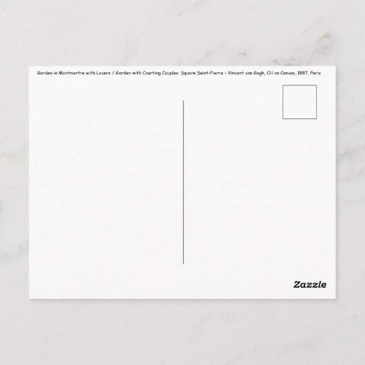 Vincent van Gogh - Tuin in Montmarte met Geliefden Briefkaart (Achterkant)