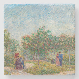 Vincent van Gogh - Tuin in Montmarte met Geliefden Stenen Onderzetter