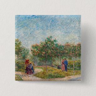 Vincent van Gogh - Tuin in Montmarte met Geliefden Vierkante Button 5,1 Cm