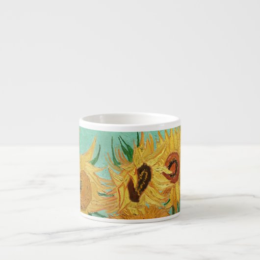 Vincent van Gogh twaalf zonnebloemen in een vaas Espresso Kop (Voorkant)
