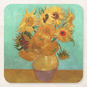 Vincent van Gogh twaalf zonnebloemen in een vaas Kartonnen Onderzetters