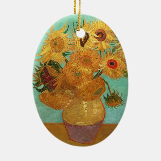Vincent van Gogh twaalf zonnebloemen in een vaas Keramisch Ornament (Achterkant)