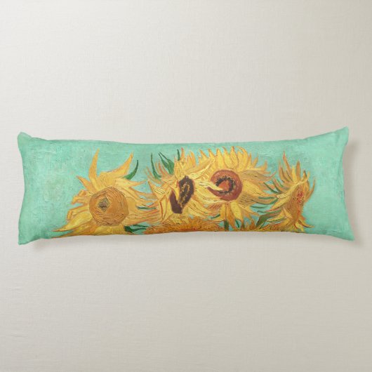 Vincent van Gogh twaalf zonnebloemen in een vaas Lichaamskussen (Achterkant)