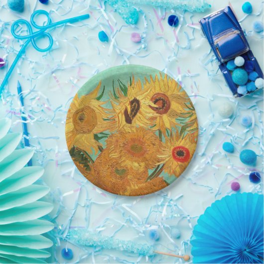 Vincent van Gogh twaalf zonnebloemen in een vaas Papieren Bordje (Feest)