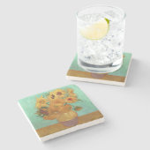 Vincent van Gogh twaalf zonnebloemen in een vaas Stenen Onderzetter (Zijkant)