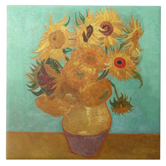 Vincent van Gogh twaalf zonnebloemen in een vaas Tegeltje (Voorkant)