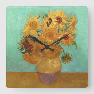 Vincent van Gogh twaalf zonnebloemen in een vaas Vierkante Klok