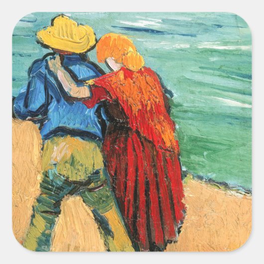 Vincent van Gogh - Twee overs Vierkante Sticker (Voorkant)