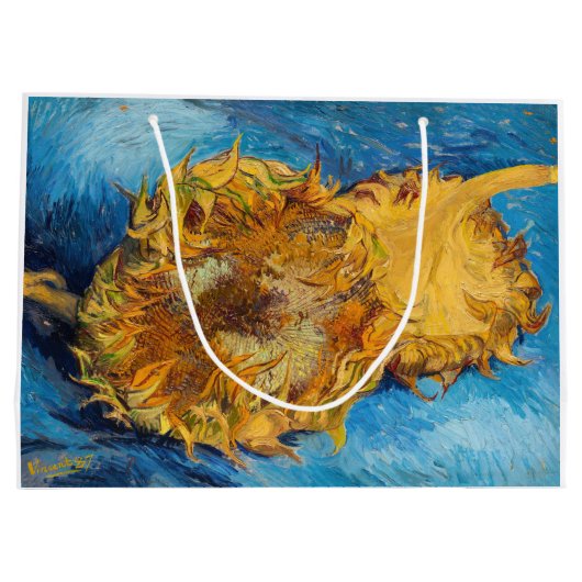 Vincent van Gogh - Two Cut Sunflower Groot Cadeauzakje (Achterkant)