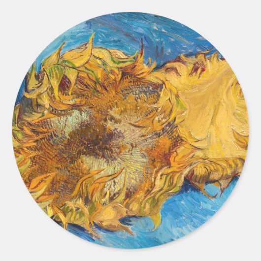 Vincent van Gogh - Two Cut Sunflower Ronde Sticker (Voorkant)