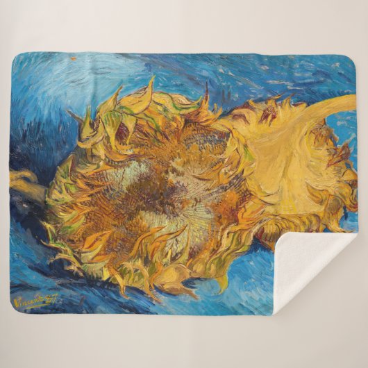 Vincent van Gogh - Two Cut Sunflower Sherpa Deken (Voorkant (horizontaal))