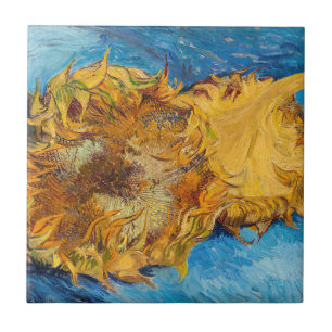 Vincent van Gogh - Two Cut Sunflower Tegeltje