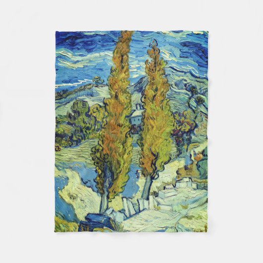 Vincent Van Gogh Two Poplars op Saint-Rémy Fleece Deken (Voorkant)