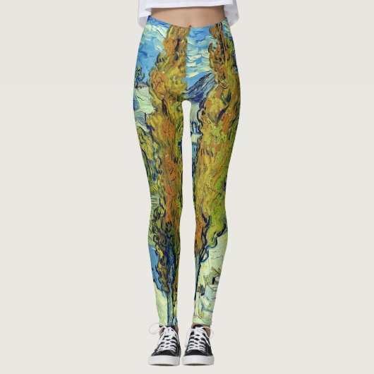 Vincent Van Gogh Two Poplars op Saint-Rémy Leggings (Voorkant)