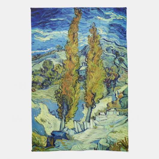 Vincent Van Gogh Two Poplars op Saint-Rémy Theedoek (Verticaal)